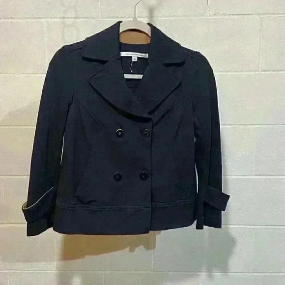 DIANE vonFURSTENBERG Cosmic Women's 2 Navy Double Breasted Peacoat Jacket NEW‎ - Picture 1 of 13